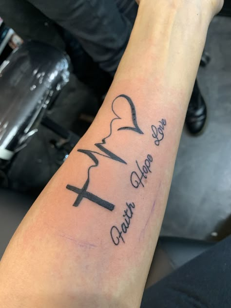 Faith Love Hope Tattoos For Women, Tattoo Ideas Faith Hope Love, Love Faith Hope Tattoo, Love Hope Faith Tattoo, Tattoos For Women Faith, Hope Faith Love Tattoo, Small Faith Tattoo, Hope Tattoos For Women, Faith Hope Love Tattoo Ideas