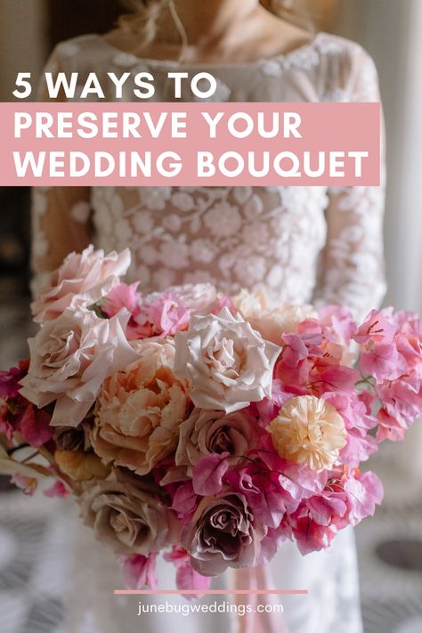 Easy tips for preserving your wedding bouquet | Image by Jes Workman How To Preserve Wedding Bouquet Diy Dry Flowers, Drying Out Wedding Bouquet, How To Dry Wedding Bouquet, How To Preserve Bridal Bouquet, Bridal Bouquet Keepsake Ideas, How To Persevere Wedding Bouquet, Drying Wedding Bouquet, Saving Wedding Bouquet, Save Wedding Bouquet