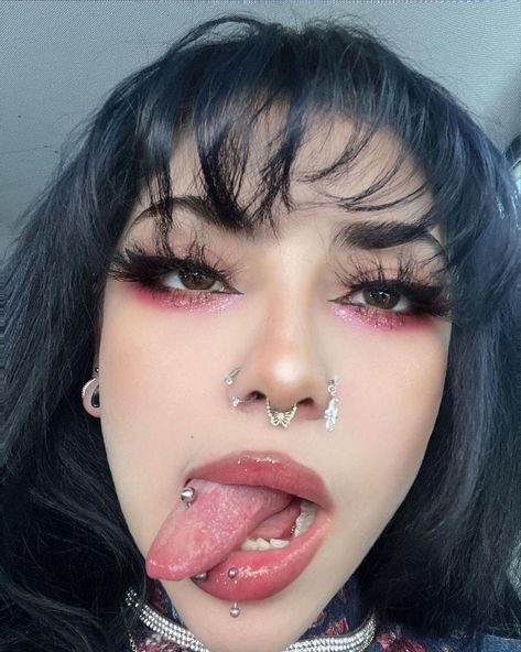 Madame Dream on Instagram: “Have you tried a piercing tongue on your 🍆? . . . . . . #tonguepiercing #eyebrowpiercing #tattooappreciationday…” Cute Tongue Piercing, Tongue Piercing Jewelry, Double Tongue Piercing, Tongue Ring, Face Piercings, Arte Punk, 2160x3840 Wallpaper, Cute Piercings, Eyebrow Piercing