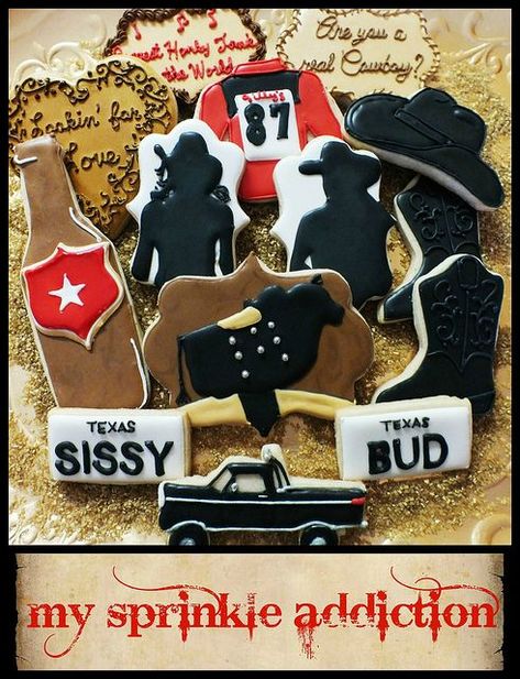 Urban Cowboy Cookie Collection by mysprinkleaddiction, via Flickr Cowboy Elopement, Urban Cowboy Movie, Western Cookies, Cowboy Cookie, Horseshoe Crafts Projects, Cowboy Theme Party, Cowboy Cookies, My Favorite Movies, Cowboy Birthday Party