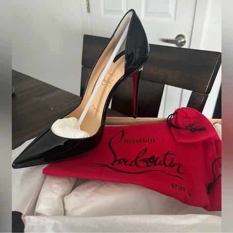 Brand New In Box - Christian Louboutin Iriza Black Patent Leather Heels Size 38 Iconic Heels, Christian Louboutin Iriza, Christian Louboutin Pigalle Follies, Fav Products, Platform Pumps Heels, Fashion Shoes Heels, Christian Louboutin Pigalle, Fashionable Shoes, Heels Stilettos