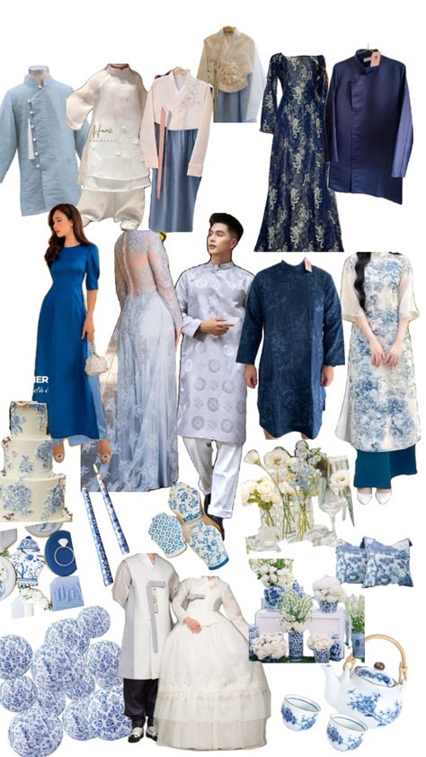 Vietnamese Korean Chinoiserie Blue and white themed Wedding Tea Ceremony White Themed Wedding, Wedding Tea Ceremony, Vietnamese Wedding, Chinoiserie Blue, Wedding Tea, Tea Ceremony, Themed Wedding, Chinoiserie, Blue And White