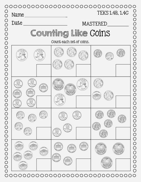 Identifying coins and counting coins freebie from Flying High in First Grade Coins Worksheet, Counting Coins Worksheet, Counting Money Worksheets, Math Money, Money Math Worksheets, Teaching Money, Money Activities, Counting Coins, Money Math