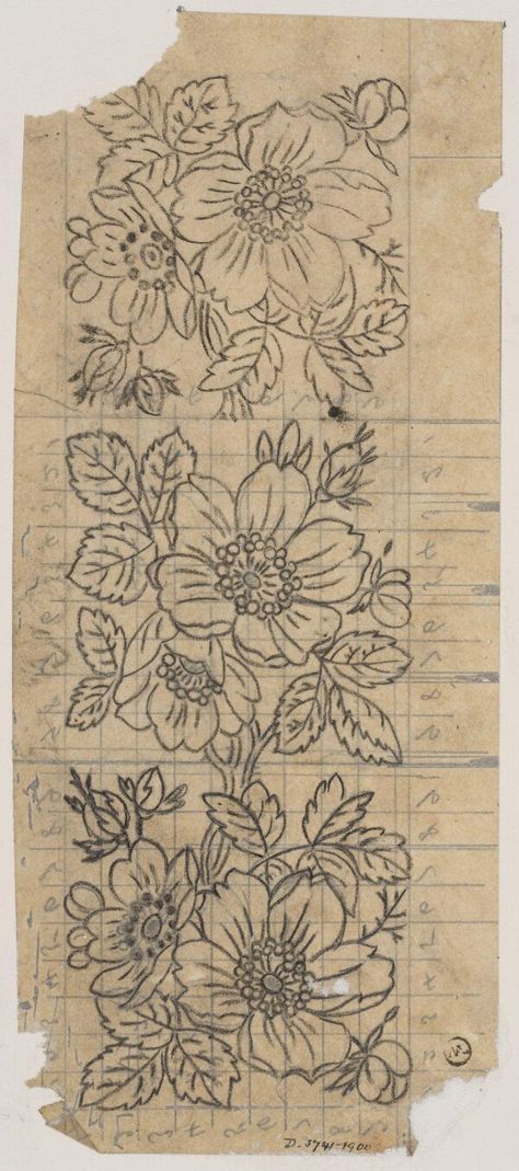 J.D. Cornuaud. Design for a silk textile, French, c.1860. Pencil and watercolour. Embroidery Patterns Vintage Flowers, Dress Embroidery Designs, Crewel Embroidery Patterns, Beauty Boost, Fabric Paint Designs, Ornamental Tattoo, Power Of Makeup, Border Embroidery Designs, Textile Pattern Design