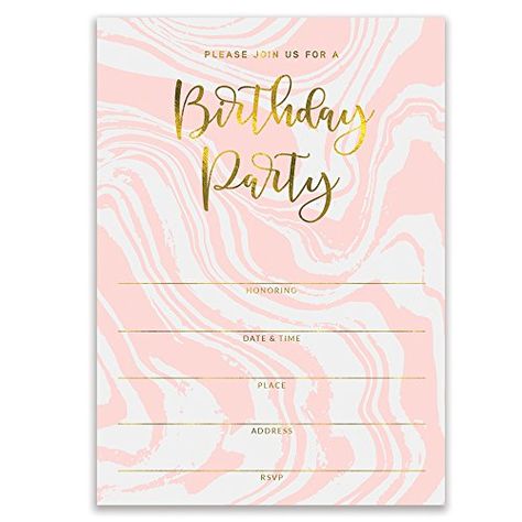 Pink Birthday Party Invitations Modern Swirling Colourful Fill in Invites with Envelopes (Pack of 50) Large 5x7" Blank 21st Sweet 16 Adult Teen Child Kid Female Girl Parties Excellent Value VI0073: Greeting Cards: Amazon.com.au Black And Pink Birthday, Pink Birthday Invitations, Bday Invitation Card, Pink Birthday Party Invitations, Birthday Invitation Message, Beautiful Birthday Card, 13th Birthday Invitations, Birthday Invitation Card Template, Girl Parties