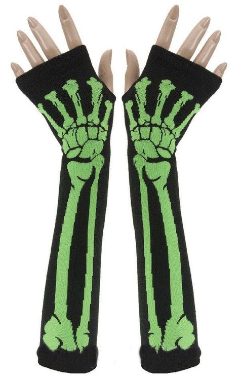 Fingerless Arm Warmers, Cosplay Gloves, Woven Image, Silly Clothes, Goth Horror, Punk Skull, Scene Outfits, Scene Kids, Girl Halloween