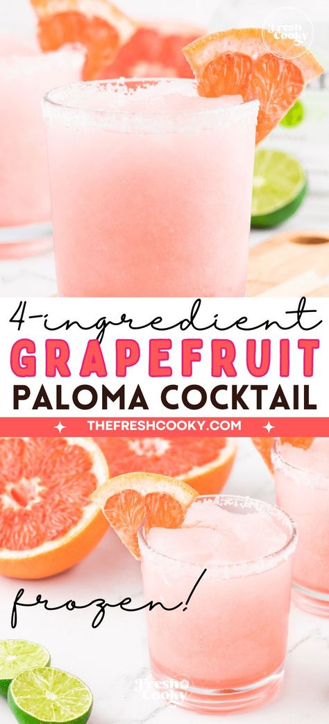 Get into the fiesta spirit with this Frozen Paloma Cocktail recipe! 🎉🍹 #FiestaTime #FrozenPaloma Recipe via @thefreshcooky https://www.thefreshcooky.com/easy-frozen-paloma-cocktail/ Frozen Paloma, Paloma Recipe, Margarita Salt, Frozen Cocktail Recipes, Paloma Cocktail, Craft Cocktail Recipe, Cocktail Drinks Alcoholic, Grapefruit Soda, Sweet Drinks