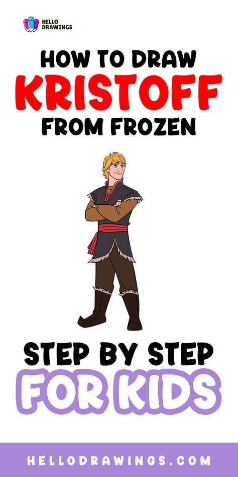 How to Draw Kristoff | Simple Guide for Kids How To Draw Frozen Characters, Disney Cartoon Drawings, Disney Drawing Tutorial, Disney Character Drawings, Disney Drawing, Easy Disney Drawings, Drawings Tutorials, Cartoon Drawings Disney, Character Drawings