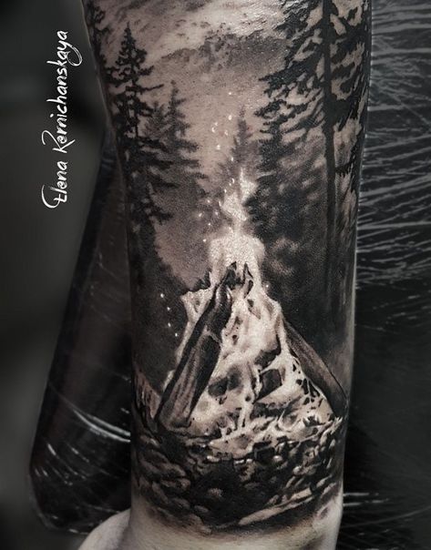 225+ Breathtaking Wilderness Tattoo Ideas (2023) - TattoosBoyGirl Natur Tattoo Arm, Wilderness Tattoo, Outdoor Tattoo, Tree Sleeve Tattoo, Camping Tattoo, Hunting Tattoos, Nature Tattoo Sleeve, Wolf Tattoo Sleeve, Tattoo On Forearm