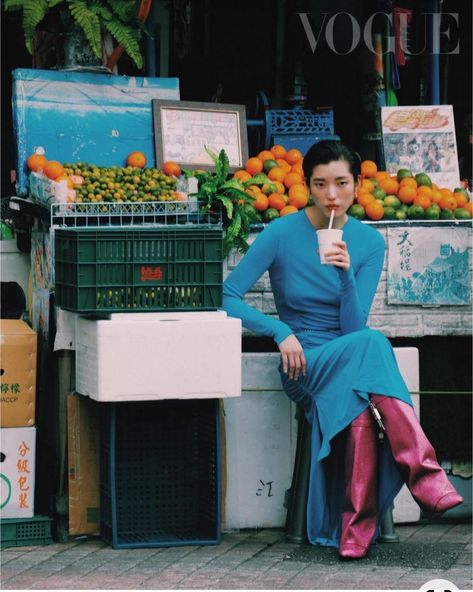 Street Fashion Photoshoot, Summer Editorial, Vogue Taiwan, Nyc Photoshoot, Vogue Photoshoot, Campaign Photography, City Shoot, Vogue Editorial, Fruit Stand