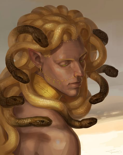 Male Gorgon | RpNation Medusa Art, Mythology Art, Arte Sketchbook, Cpr, Arte Fantasy, Fantasy Inspiration, The Devil, Anthropology, Character Portraits