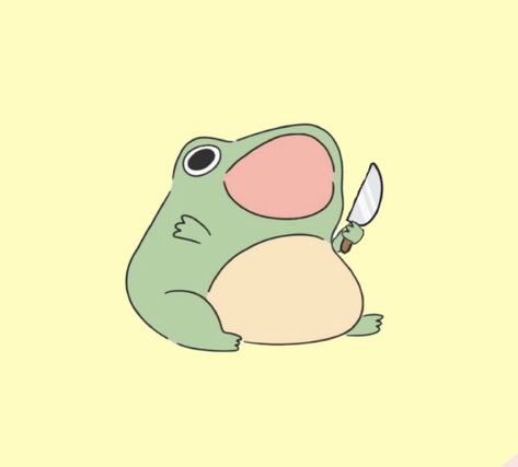 Cute Frog Pfp Aesthetic, Frog Asthetic Drawings, Frogs With Hats Drawing, Frog Holding Knife, Cute Frog Pfp, Cute Frog Drawing, Frog Cartoon, Piskel Art, Frog Wallpaper