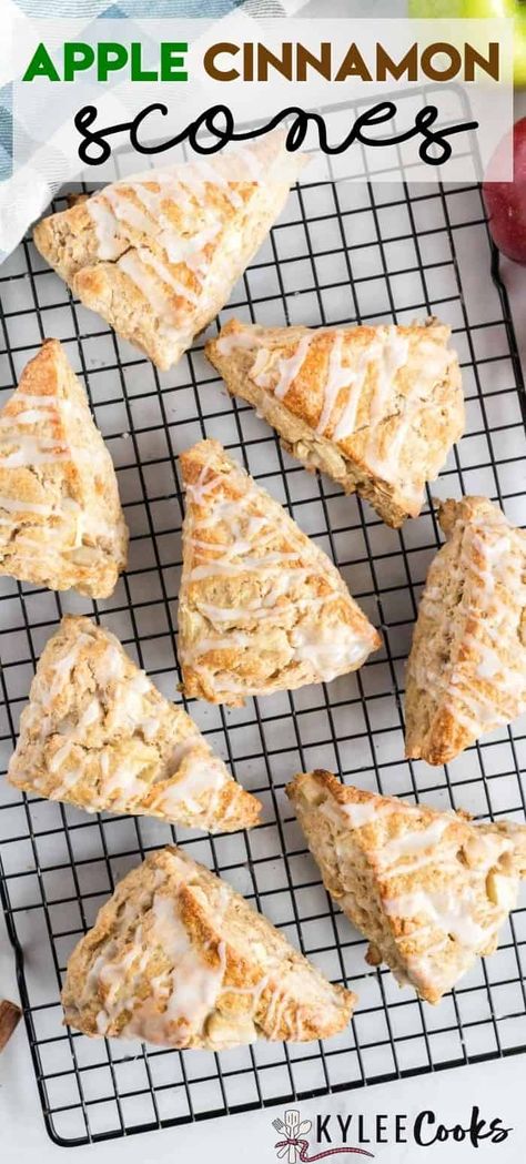 Apple Cinnamon Chip Scones, Applesauce Scones Recipe, Scones With Almond Milk, Scone Fillings, Apple Scones With Spiced Glaze, Apple Fritter Scones, Apple Scones Healthy, Scone Base Recipe, Caramel Apple Scones