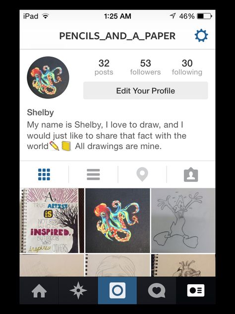 I now have an account on Instagram featuring all my art, if you would be interests in following it isn't a private account so it is open to all! My username is pencils_and_a_paper Drawings Photography, Ipad 1, My Art, Pencil, Iphone, Drawings, Photography, On Instagram, Quick Saves