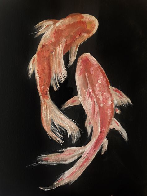 #koi #koifish #acrylic #painting #paintingart #aesthetic #aestheticwallpaper #art #artist #artwork Coi Fish Paintings Acrylic, Koi Abstract Painting, Painted Coy Fish, Koi Fishes Painting, Koi Pond Painting Acrylics, Coy Fish Paintings, Koi Fish Oil Painting, Japanese Aesthetic Painting, Fish Painting Aesthetic