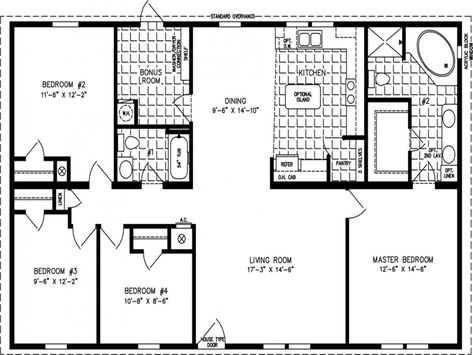 House Plans With Basement, Manufactured Homes Floor Plans, 1500 Sq Ft House, Unique House Plans, Basement House Plans, House Plans One Story, 4 Bedroom House Plans, Garage House Plans, Simple House Plans