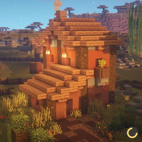 Minecraft Savanna House Ideas, Savannah Minecraft House, Savannah House Minecraft, Minecraft Savanna Village, Minecraft Savannah Build, Minecraft Savanna House, Minecraft Exterior, Minecraft Concept, Minecraft Cabin