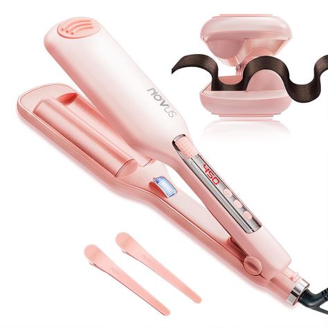 Rovy Wave Curling Iron, Anti-Scald Hair Crimper | 2 Barrel Ionic Hair Curler for Women | 1.1in/28MM Rapid Heating Wand | Ceramic Hair Waver for Wide Deep Waves Crimper Hair, Wave Curling Iron, Curling Wand Hair, Hair Curling Tools, Waves With Curling Iron, Waves Iron, Curling Tools, Hair Crimper, Hair Waver