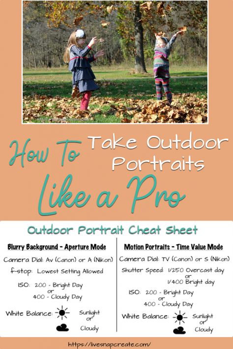 Get all the camera settings you need to take outdoor portraits like a pro! #photography Dslr Quotes, Digital Photography Lessons, Farm Photos, Dslr Photography Tips, Photography Settings, Camera Car, Outdoor Portrait, Photography Cheat Sheets, Photography Journey