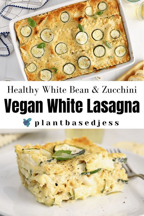 Vegan White Lasagna, Dairy Free White Sauce, Vegan White Sauce, Vegan Zucchini Lasagna, Mushroom Zucchini Recipe, Lasagna With Zucchini, White Sauce Lasagna, Vegan Zucchini Recipes, Veggie Lasagna Recipe