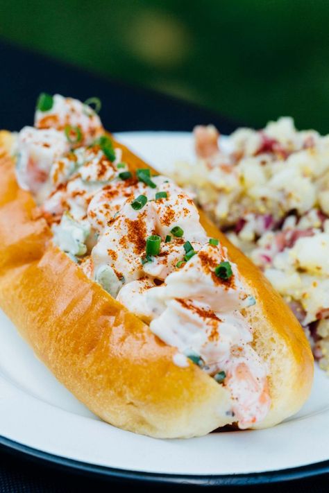 No more having to fly to New England for shrimp or lobster rolls! You can easily make these shrimp rolls at home and save on that airfare while celebrating summer in your backyard! What To Serve With Shrimp, Shrimp Rolls Recipe, Shrimp Roll, Seafood Sandwiches, Tempura Roll, Crab Sandwich, Rolled Sandwiches, Crab Rolls, Sea Food Salad Recipes