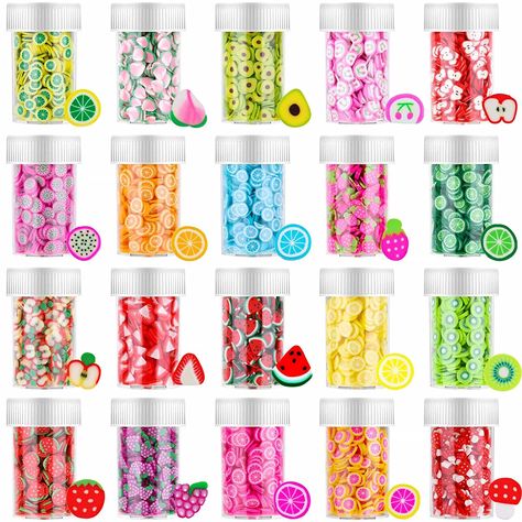 16000 Pcs Fruit Nail Art Slices, Acejoz 20 Styles Fruit Slime Charms Fimo Slices 3D Polymer Slices for Slime, Lip Gloss Making Supplies Resin and Nail Art Decorations Hole Punch Crafts, Lip Gloss Making, Fruit Slime, Fruit Nail, Slime Charms, Fruit Nail Art, Slimes Supplies, Jelly Wallpaper, Clear Plastic Containers