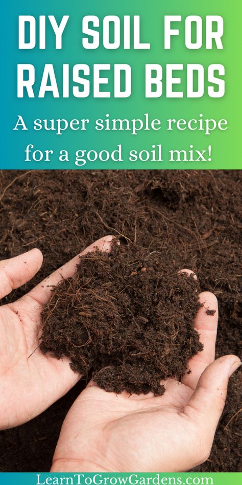 Hands holding diy soil mixture Composting Raised Garden Bed, How To Make A Raised Garden Bed From Pallets, Diy Soil For Garden, Best Soil Mix For Raised Beds, How To Prep Raised Garden Beds, How To Prep Soil For Vegetable Garden, What Soil To Use In Raised Garden Beds, How To Make Raised Garden Beds Easy Diy, Making A Raised Garden Bed