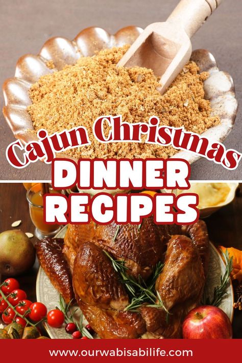 Discover the flavors of the Bayou this holiday season with our collection of Cajun Christmas dinner recipes. From zesty main courses to delightful desserts, bring the spirit of Louisiana to your festive table. Spice up your Christmas feast with the bold taste of Cajun cuisine. Get this easy recipe from ourwabisabilife.com Cajun Christmas Decorations Louisiana, Cajun Holiday Recipes, Caribbean Christmas Dinner, Creole Christmas Dinner, Cajun Christmas Dinner Menu Ideas, Cajun Thanksgiving Dishes, Cajun Christmas Food, Cajun Christmas Decorations, Southern Christmas Dinner