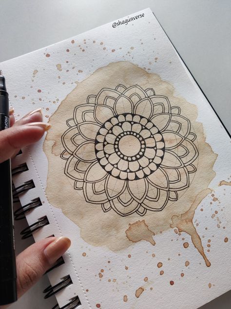 Mandala, mandala art, blue and green, therapeutic, decorative, home decor, art therapy, mandala artist, grid layout, mandala grid, coffee art, coffee painting Mandala Art On Brown Paper, Coffee Mandala Art, Artist Grid, Pizza Art, Simple Mandala, Coffee Painting, Diy Jewelry Unique, Mandala Artwork, Grid Layouts