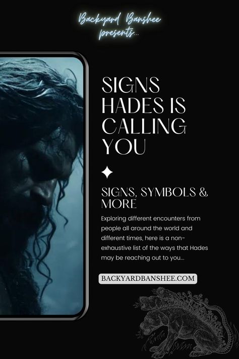 Decipher the signals from the God of the Dead. Discover how Hades might be reaching out to you, revealing mystic signs from the underworld. Read more on backyardbanshee.com Hades Archetype, Signs Of Hades Witchcraft, Hades Deity Witchcraft, Symbols Of Hades, Hades Sigil, Hades Deity Work, Hades Witchcraft, Hades Worship, Hades Deity