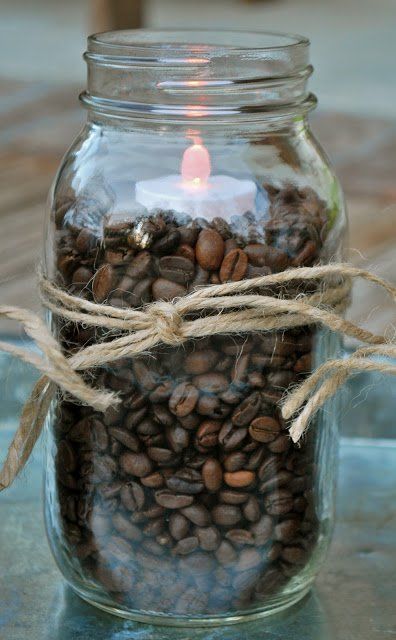 18 Gorgeous Vase Filler Ideas - One Crazy House Bean Bag Decor, Vase Filler Ideas, Coffee Bean Bag, Koti Diy, Coffee Party, Coffee Wedding, Mason Jar Ideas, Room Smells, Jar Ideas