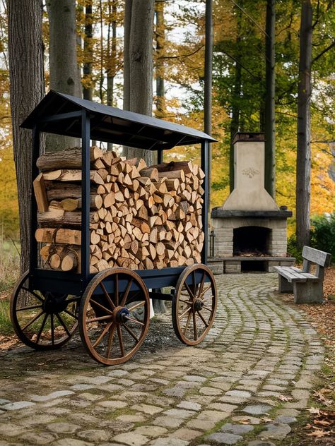 25 Outdoor Firewood Storage Ideas – The DIY Desire Unique Firewood Storage Outdoor, Wood Pile Storage Outdoor Diy, Covered Firewood Storage, Firewood Holder Outdoor, Outdoor Firewood Storage Ideas, Firewood Storage Ideas, Outdoor Firewood Storage, Storing Firewood, Store Firewood