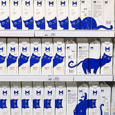 The Way These Milk Jugs Line Up! 블로그 디자인, Katt Grejer, Carton Design, Regnul Animal, Milk Packaging, 타이포그래피 포스터 디자인, Packing Design, Creative Packaging Design, Creative Packaging