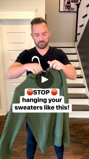 137K views · 1.1K reactions | Prevent those annoying hanger marks in the shoulder of your sweaters #hack #wow #itreallyworks #tryit #lifesaver | By Rae & JakeFacebook How To Hang A Sweater On A Hanger, Sweaters On Hangers, Hack Clothing, How To Fold Sweaters, Sweater Hanging, Ikea Vanity, Aesthetic Sweaters, Space Saving Hangers, Clothes Organization Diy