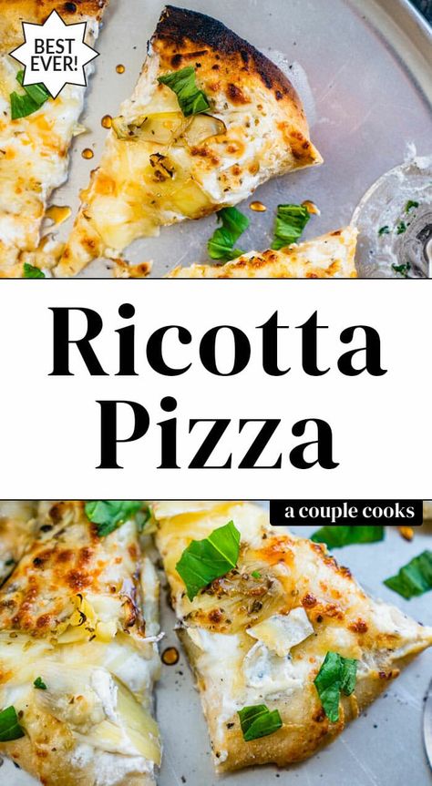 Ricotta Cheese Pizza, Homemade Cheese Pizza, Ricotta Pizza, White Pizza Recipes, Homemade Ricotta, Winter Salad Recipes, Salad Dressing Recipes Healthy, Best Pizza Dough, Ricotta Recipes