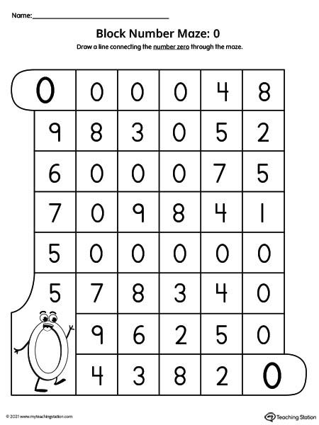 Preschool Math Curriculum, Number Maze, Maze Printable, Number Zero, Activity For Preschool, Maze Worksheet, Number Nine, Number Activities, Numbers Preschool