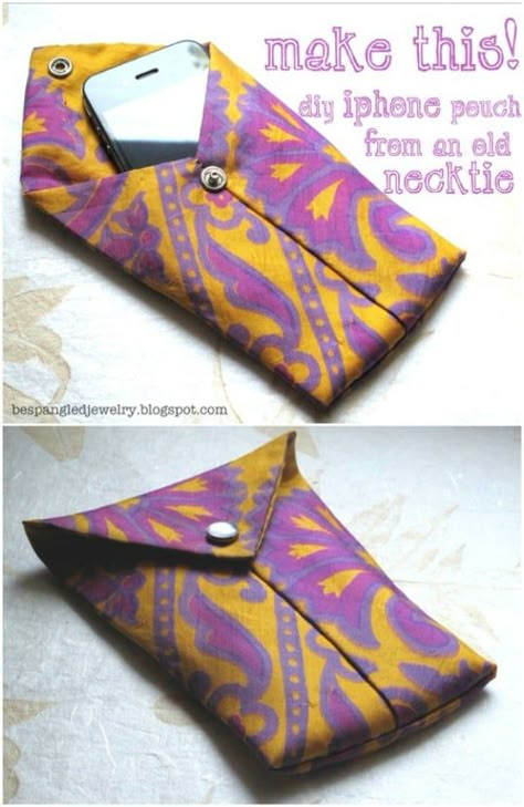 25 Cute Repurposing Ideas To Turn Old Neckties Into Wonderful New Things - With tutorial links! Curated by DIYnCrafts.com team! <3 Old Neck Ties, Necktie Purse, Diy Necktie Projects, Ties Crafts, Mens Ties Crafts, Necktie Projects, Tie Projects, Necktie Quilt, Iphone Pouch