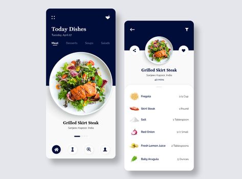 Kitchen Stories - Recipe Book App by Akshat Pandey on Dribbble การออกแบบ Ui Ux, Meal Planner App, App Design Layout, Cooking App, Food Delivery App, Mobile App Design Inspiration, Ui Ux Designer, Delivery App, App Design Inspiration