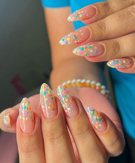 Sprinkles Nails, Sprinkle Nails, Confetti Nails, Easter Nail, Velvet Nails, Nails Colors, Birthday Nails, Elegant Nails, Fire Nails