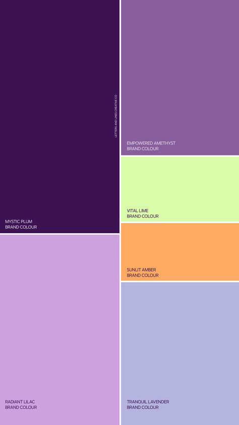 Use this color palette as creative inspiration for your brand design. 

Put together by Letters and Lines Creative Co. as a mood board for a wellness brand, the purple, green, and orange is vibrant and premium. 

Perfect if you're looking for a unique brand identity as a small business owner. 

Click the link to work together! Retro Purple Color Palette, Bold Feminine Branding Color Palettes, Royal Purple Color Palette, Orange And Purple Color Palette, Spiritual Color Palette, Orange Purple Color Palette, Purple And Green Color Palette, Business Color Palette, Lavender Color Palette