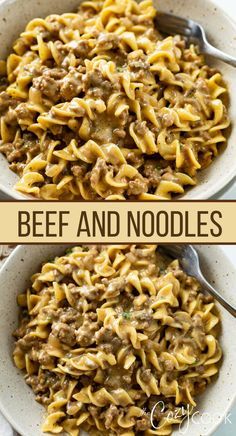 Beef and Noodles is an easy stove top dinner recipe! It can be made with ground beef or beef tips in a creamy brown gravy with cream of mushroom soup and egg noodles. Noodles Healthy, Top Dinner Recipes, Beef Pasta Recipes, Cream Of Mushroom Soup, Beef Casserole Recipes, Cream Of Mushroom, Beef Tips, Brown Gravy, Ground Beef Recipes For Dinner