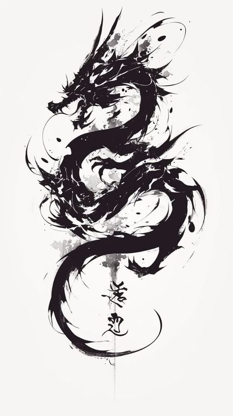 Anime Dragon Tattoo Designs, Dragon Ideas Art, Year Of The Dragon Tattoo, Deep Symbols, Dragon Tattoo Vector, Black And White Dragon, Black Dragon Tattoo, Dragon Tattoo Drawing, Japanese Dragon Drawing