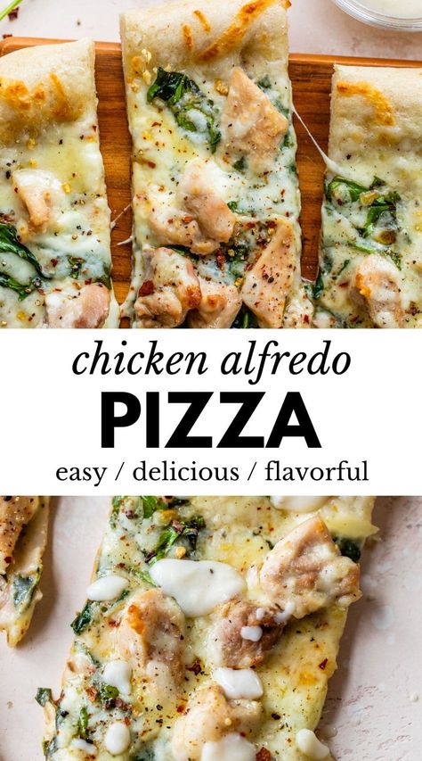 White Chicken Pizza, Healthy Alfredo Sauce Recipe, Healthy Alfredo Sauce, Healthy Chicken Alfredo, Homemade Chicken Alfredo, Chicken Bacon Alfredo, Chicken Alfredo Pizza, White Pizza Sauce, Alfredo Pizza