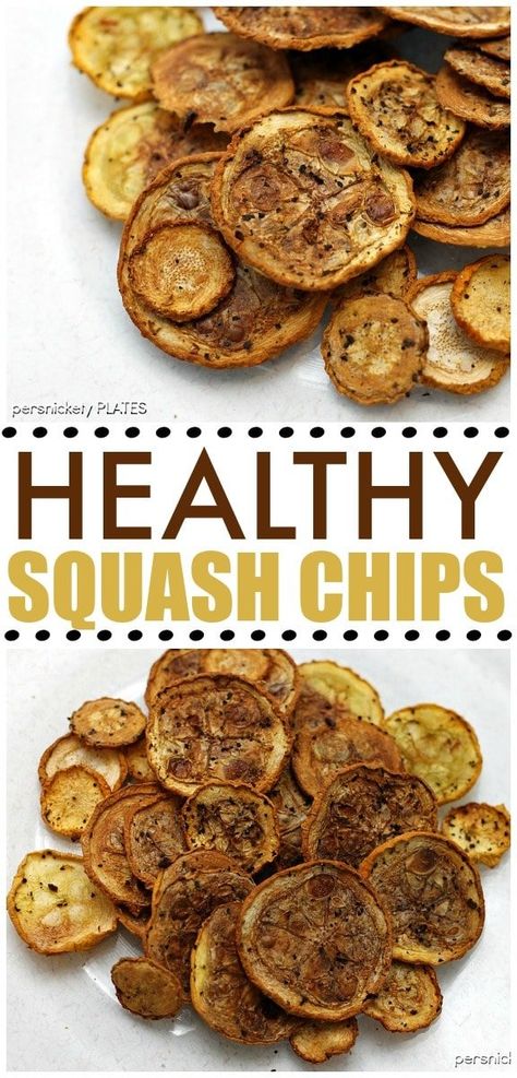 Squash Chips, Persnickety Plates, Healthy Late Night Snacks, Yellow Squash Recipes, Healthy Snack Alternatives, Healthy Chips, Veggie Chips, Yellow Squash, Night Snacks