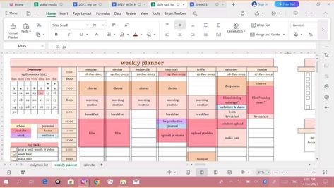 my excel weekly planner academicplanner. canvaplanner #freestudentplanner #plannerpagesprintable Excel Daily Planner Template, Excel Tracker Ideas, Excel Weekly Planner, Weekly Planner Excel, Excel Sheet Design Ideas, Aesthetic Excel Spreadsheet, Excel Planner Templates, Huberman Protocol, Study Spreadsheet