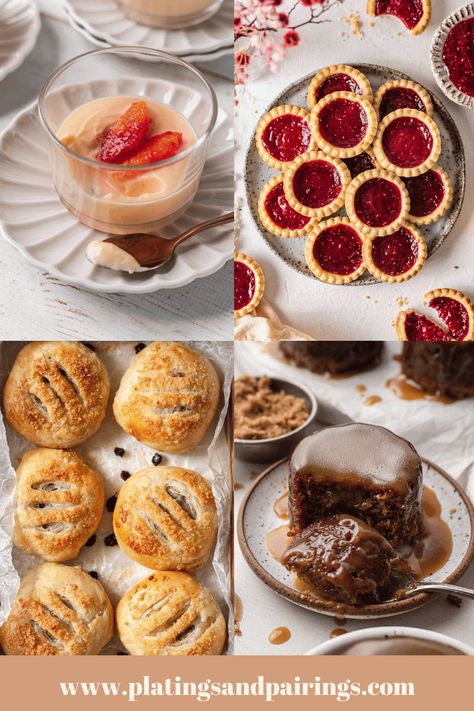 25  British Desserts to Try Orange Pudding Cake, British Dessert Recipes, Homemade Jaffa Cakes, Desserts Easy Recipes, British Baking Show Recipes, Strawberry Rhubarb Crumble, British Slang, British Desserts, Jam Tarts