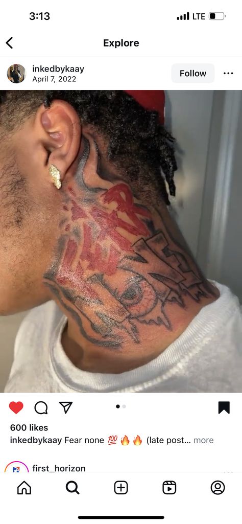 Make Neck Tattoo, Fear None Neck Tattoo, Side Neck Tattoo For Guys Cover Up, Trust None Neck Tattoo, Hard Neck Tattoos For Men, Large Neck Tattoo, Streak Tattoo, Neck Tattoos For Black Men, Mens Neck Tattoos Ideas