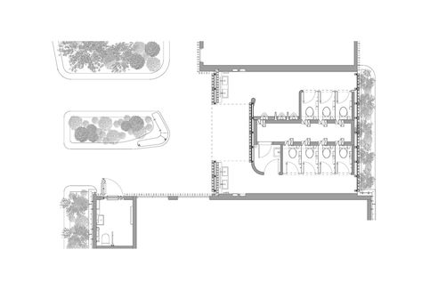 Gallery of Garden Restroom / LAAB Architects - 16 Public Bathroom Layout, Public Bathroom Design, Public Toilet Layout, Public Toilet Plan, Public Toilet Layout Plan, Public Bathroom Floor Plan, Outdoor Restrooms, Floor Plan Public Toilet, Outdoor Restroom