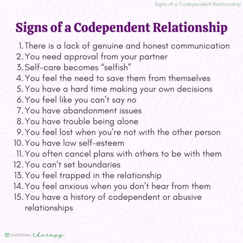 In a codependent relationship, different types of of attachment styles are usually involved, and create an unequal balance in power and unhealthy coping mechanisms. There are several signs of a codependent relationship and here are 8 of them according to licensed therapists. Codependency Worksheets, Codependency Quotes, Overcoming Codependency, Relationship Insecurity, Codependent Relationship, Codependency Relationships, Relationship Psychology, Attachment Styles, Unhealthy Relationships