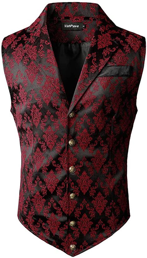 VATPAVE Mens Victorian Suit Vest Steampunk Gothic Waistcoat at Amazon Men’s Clothing store Vest Only Outfit, Mens Wastecoat, Men Waistcoat Outfits, Bridgerton Outfits Men, Mens Corset Vest, Gothic Mens Fashion, Glided Glamour, Victorian Goth Men, Men Corsets